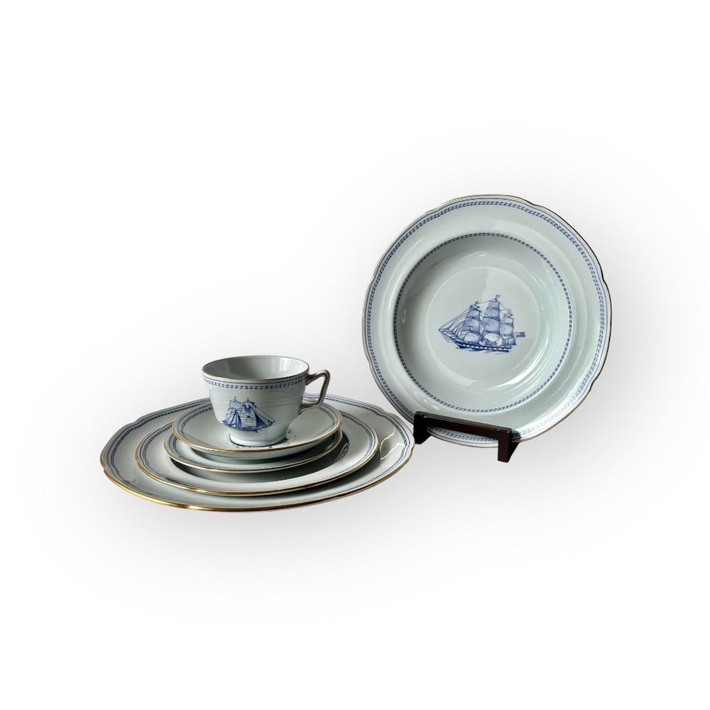 NAUTICAL 6 PC Setting Spode Fine Stone/England Trade Winds Blue, W146-Q